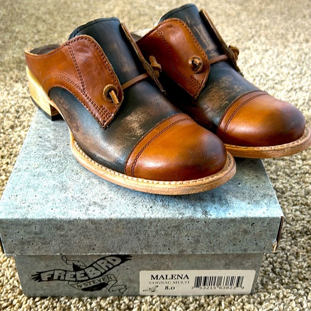 EUC Freebird Malena Cognac/tan oxford mules